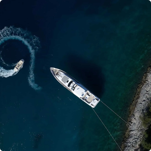 Yacht aerial view